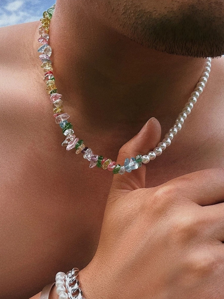 Asymmetrical Color Pearl Beach Necklace - Image 2