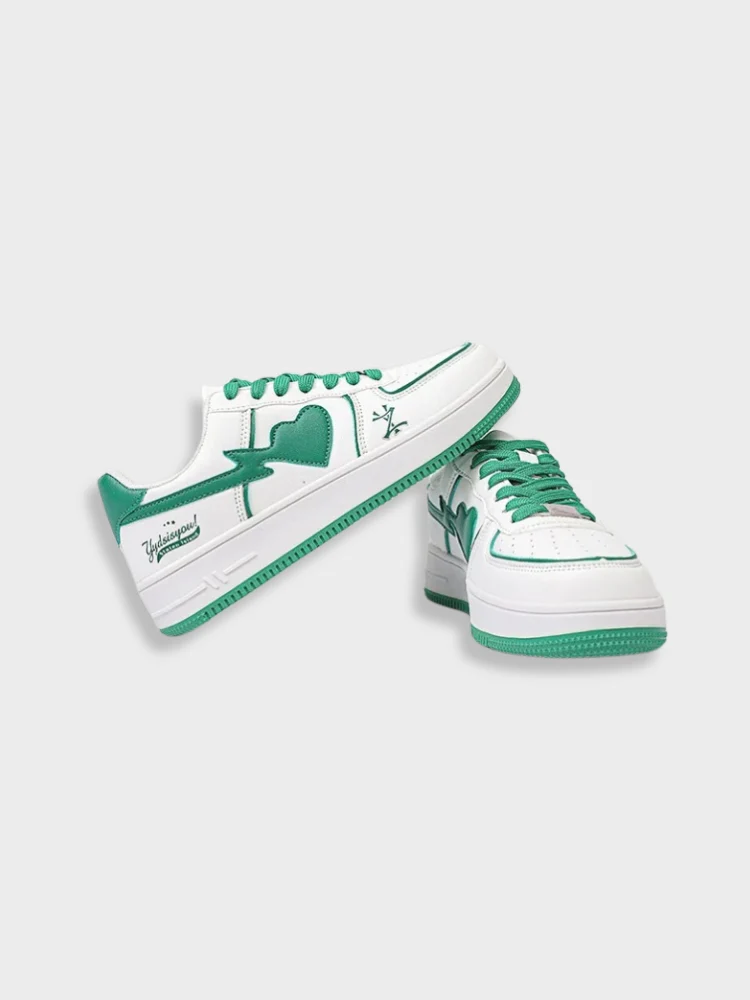 Clean White Retro Heart Sneakers - Image 2