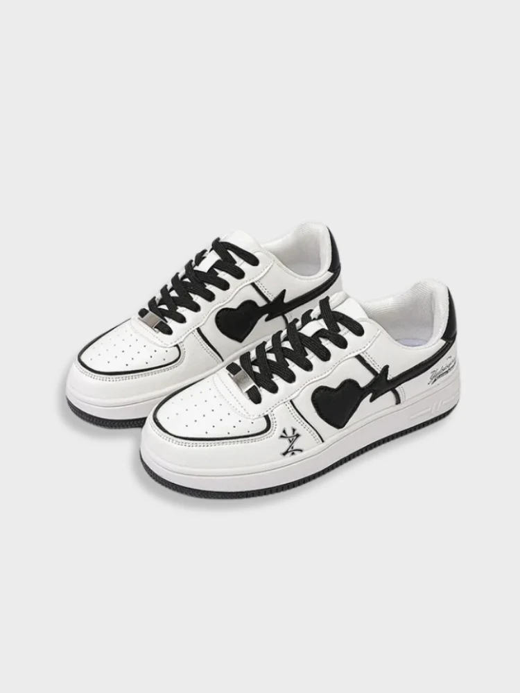 Clean White Retro Heart Sneakers - Image 4