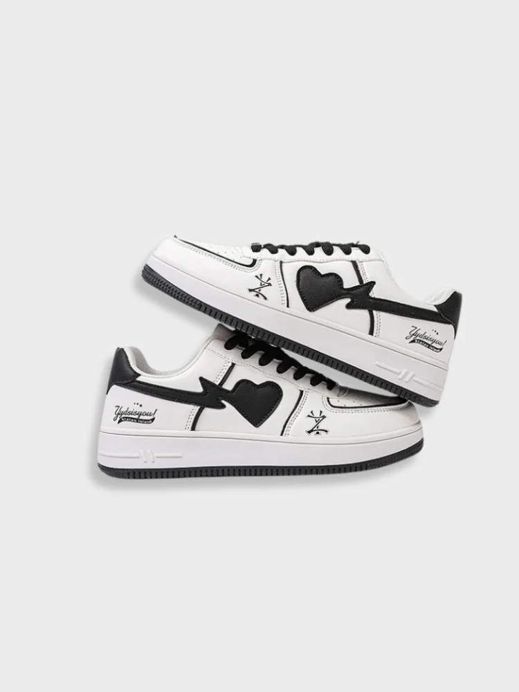 Clean White Retro Heart Sneakers - Image 6