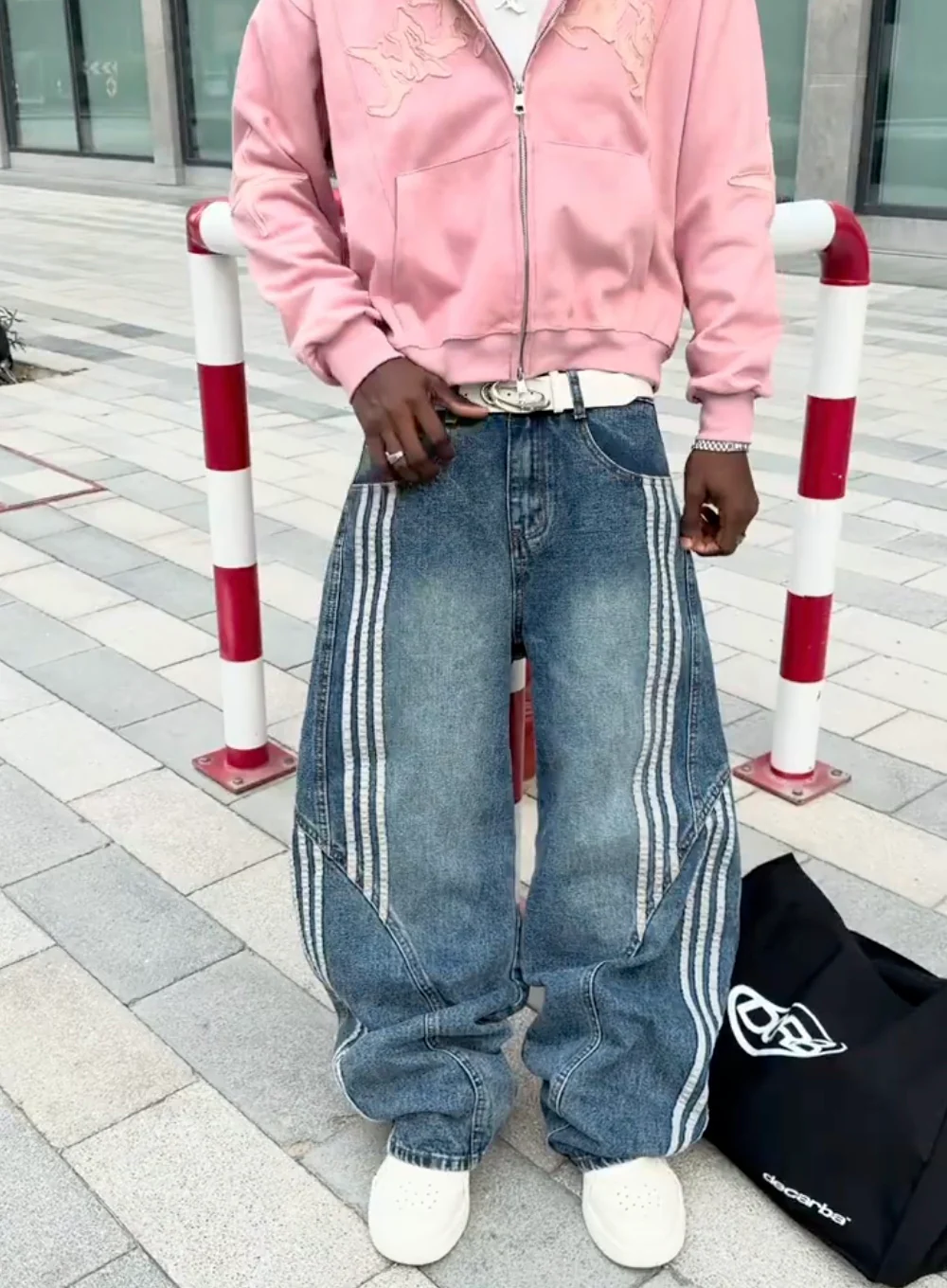DCRB Striped Barrel Denim Jeans - Image 4