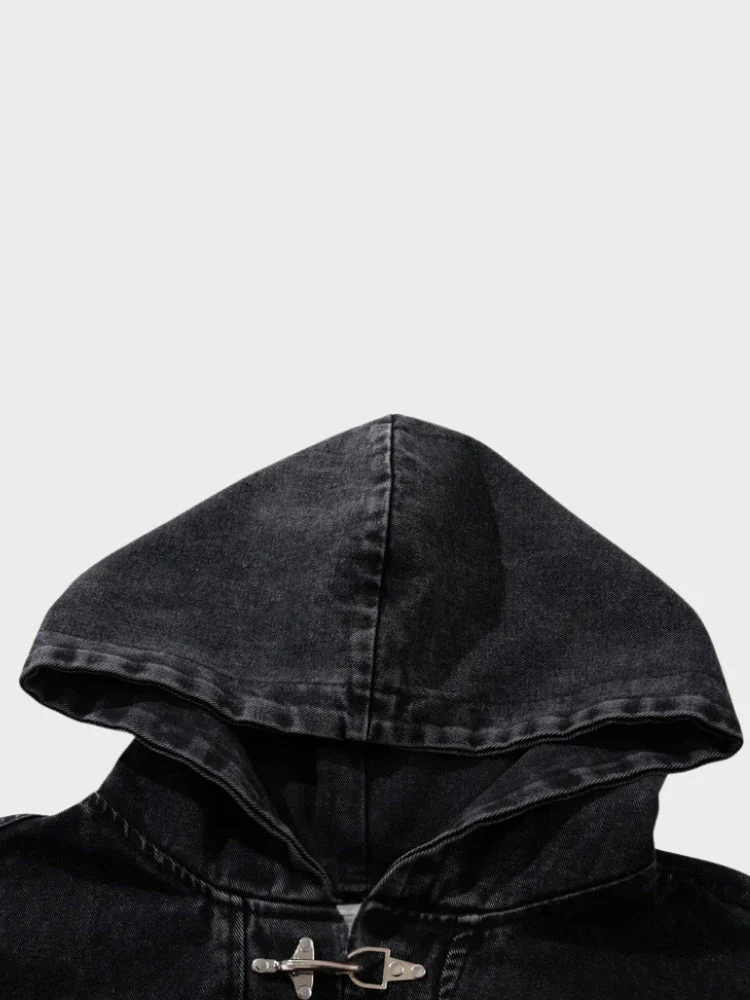 DCRB Toggle Front Washed Denim Hoodie - Image 3