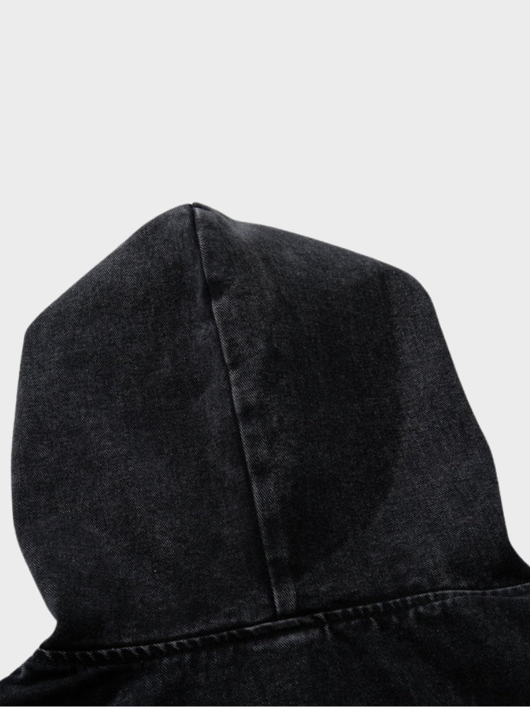 DCRB Toggle Front Washed Denim Hoodie - Image 4