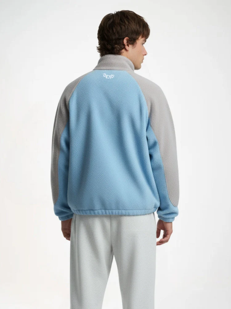 DCRB Two Tone Sherpa Fleece Jacket Blue - Image 3