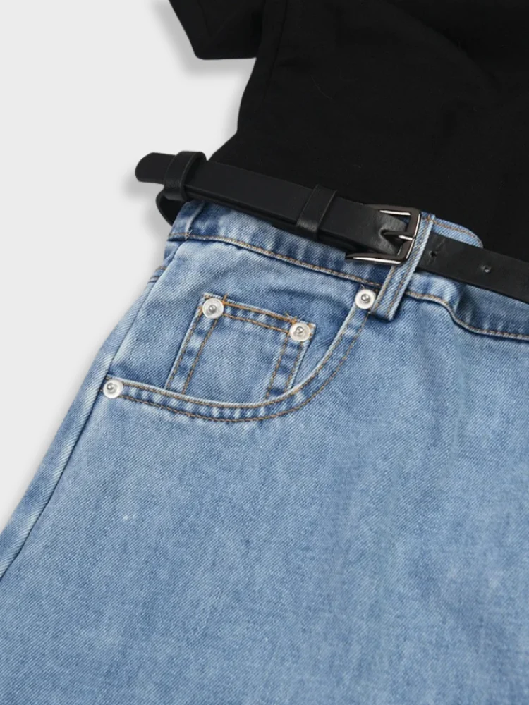 High Wait Half Denim Jeans - Image 7