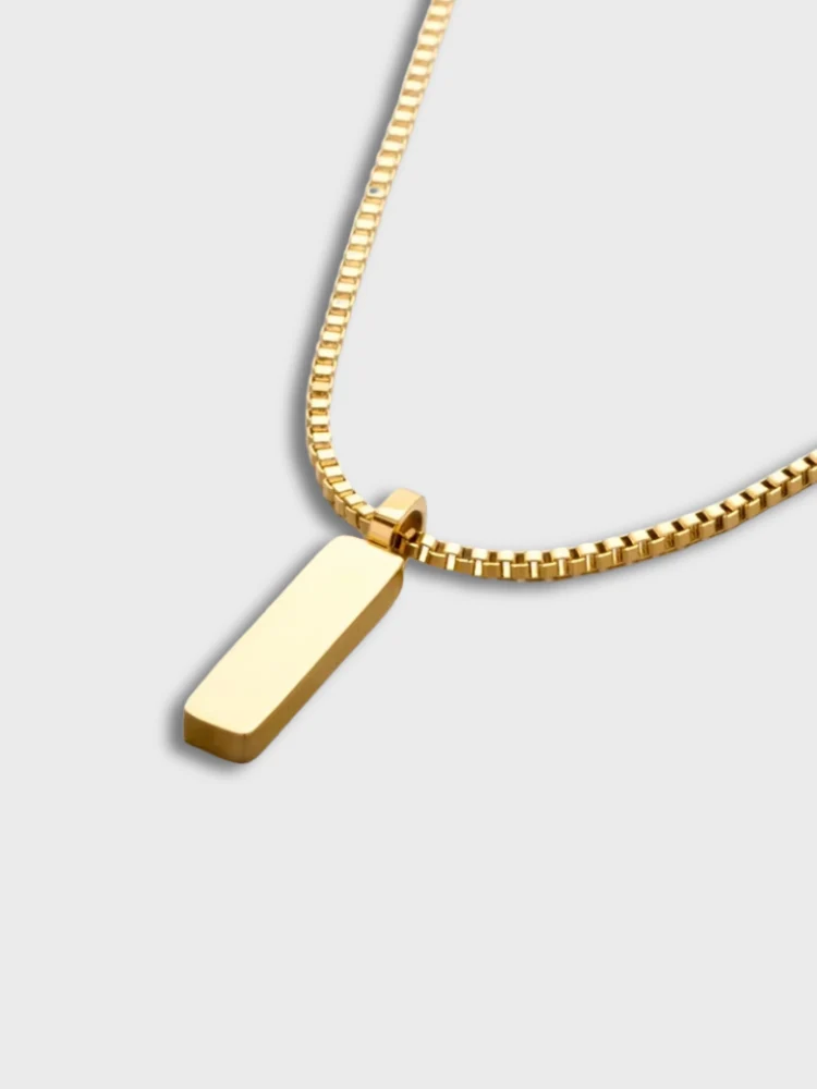 Minimalistic Rectangle Gold Necklace - Image 9