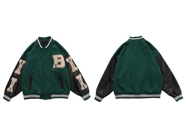 Vintage Varsity Jacket Bone Green - Image 3
